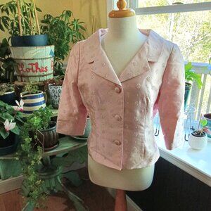 Rickie Freeman for TJ Nites Retro Beaded Blazer Jacket Beaded Blush Pink…